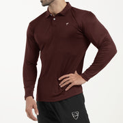 Tf-Full Sleeve Maroon Polo Tee With White Back Panel