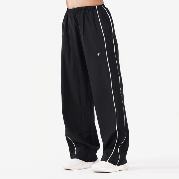 Tf-Premium Black Wide Leg Double Piping Bottoms