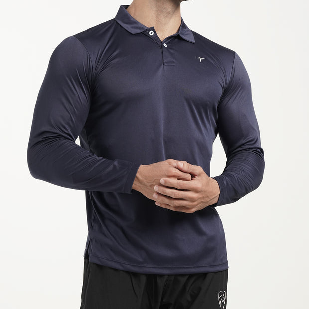 Tf-Full Sleeve Navy Polo Tee With White Back Panel