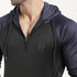 Tf-Black and Navy Raglan Zipper Fleece Hoodie