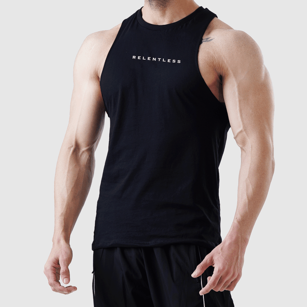 Tf-Black Deep Cut Muscle Tank Top