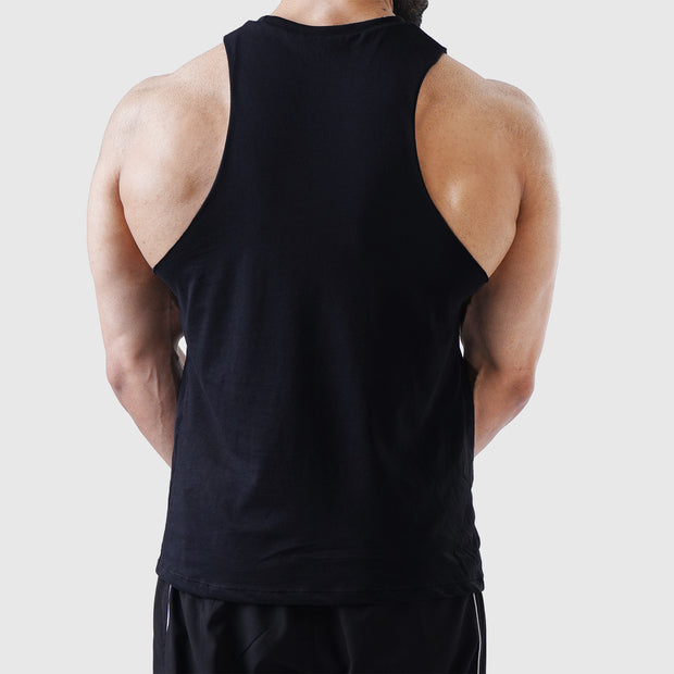 Tf-Black Deep Cut Muscle Tank Top