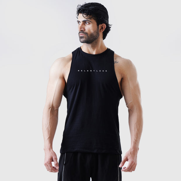 Tf-Black Deep Cut Muscle Tank Top