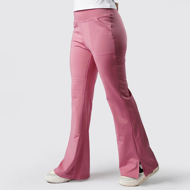 Tf-Premium Pink High Waisted Flare Cut Leggings