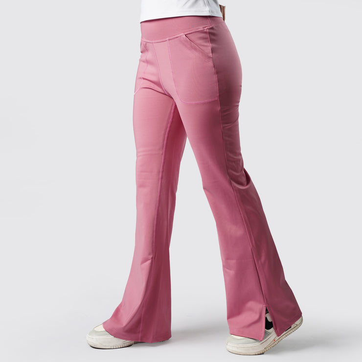 Tf-Premium Pink High Waisted Flare Cut Leggings