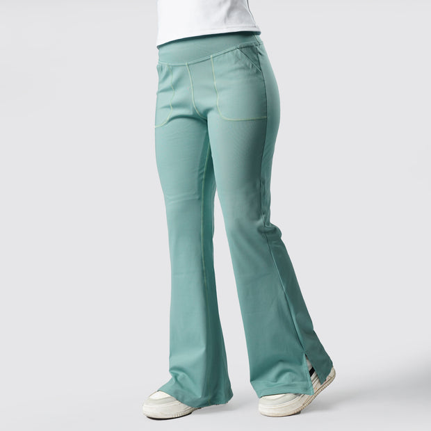 Tf-Premium Green High Waisted Flare Cut Leggings