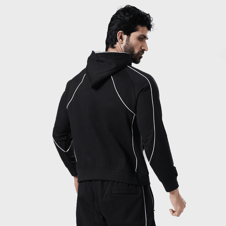 Tf-Premium Black Essential Multi Piping Hoodie