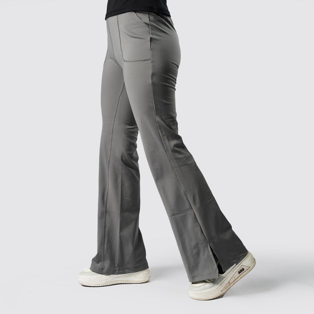 Tf-Premium Grey High Waisted Flare Cut Leggings
