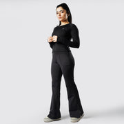 Tf-Premium Charcoal High Waisted Flare Cut Leggings