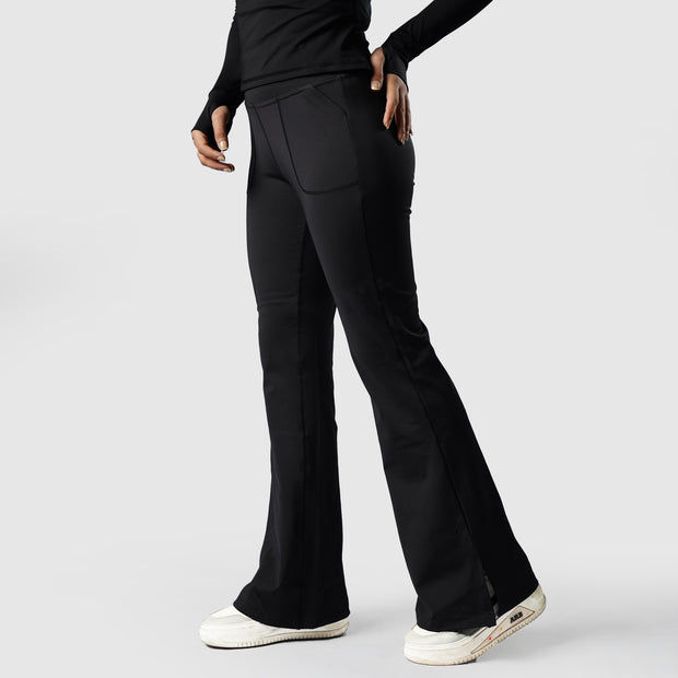 Tf-Premium Charcoal High Waisted Flare Cut Leggings