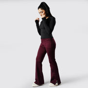Tf-Premium Maroon High Waisted Flare Cut Leggings