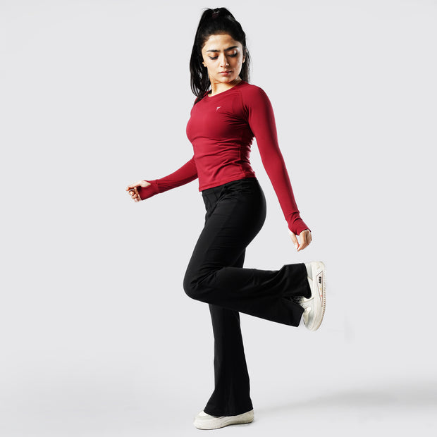 Tf-Premium Black High Waisted Flare Cut Leggings