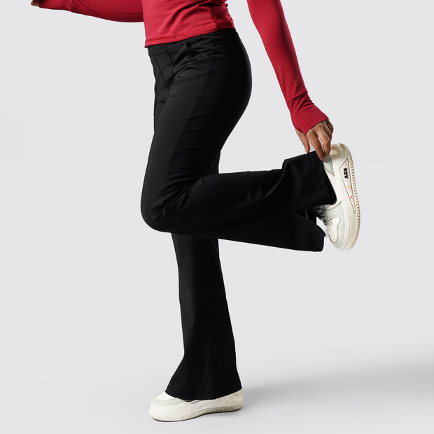 Tf-Premium Black High Waisted Flare Cut Leggings