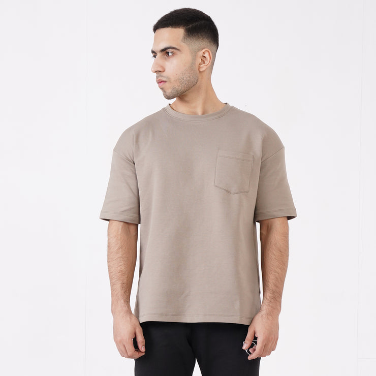 Tf-Premium Scuba Brown Half Sleeve Heavy GSM Pocket Top
