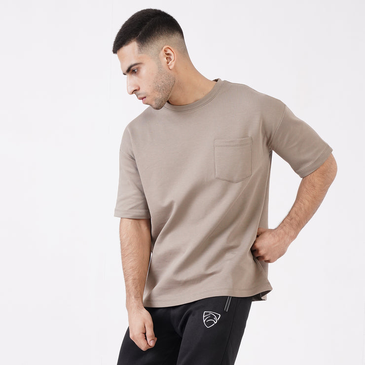 Tf-Premium Scuba Brown Half Sleeve Heavy GSM Pocket Top