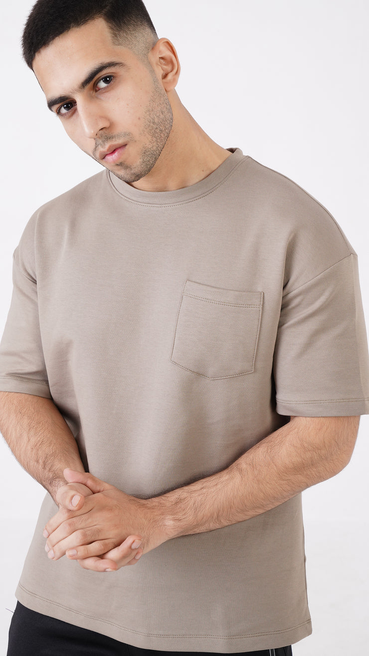 Tf-Premium Scuba Brown Half Sleeve Heavy GSM Pocket Top