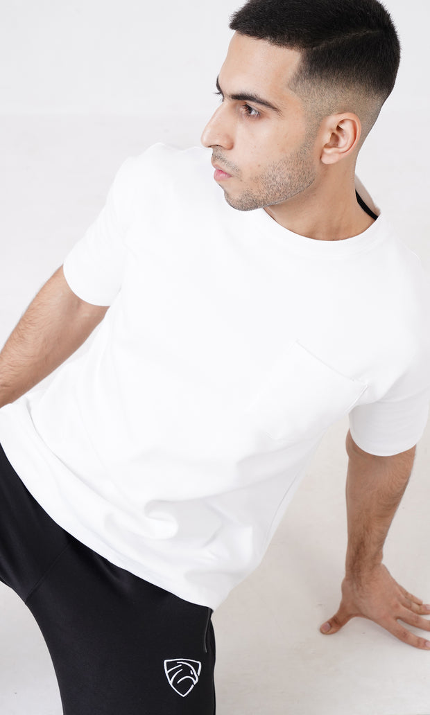 Tf-Premium Scuba White Half Sleeve Heavy GSM Pocket Top