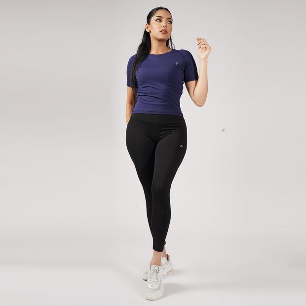 Premium Navy Women Half Sleeve Performance Tee