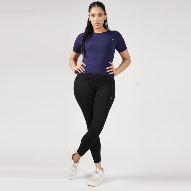 Premium Navy Women Half Sleeve Performance Tee