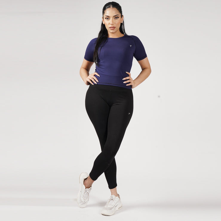 Premium Navy Women Half Sleeve Performance Tee