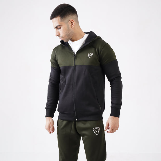 Olive/Black Straight Cut Tracksuit