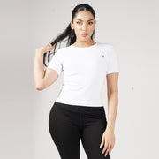 Premium White Women Half Sleeve Performance Tee