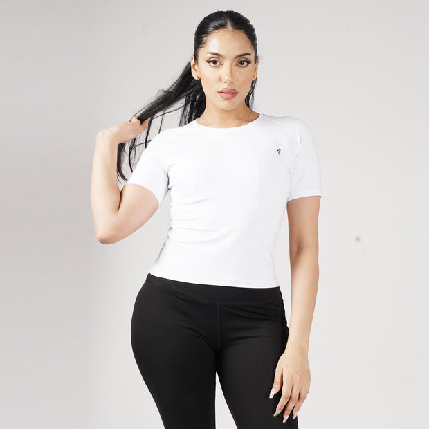 Premium White Women Half Sleeve Performance Tee