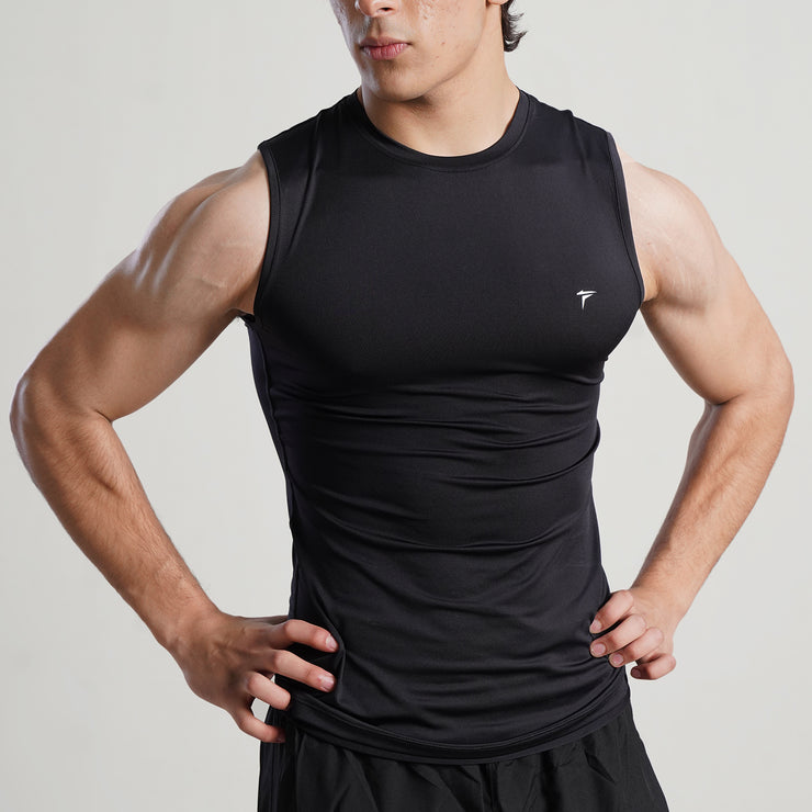 Tf-Black Sleeveless Compression Top