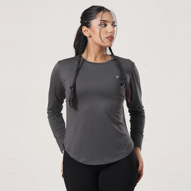 Tf-Premium Charcoal Full Sleeve Women Mesh Tee