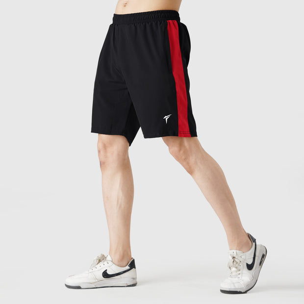 Tf-Black Basic Micro Premium Shorts With Red Panel