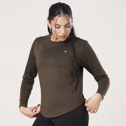 Tf-Premium Olive Full Sleeve Women Mesh Tee