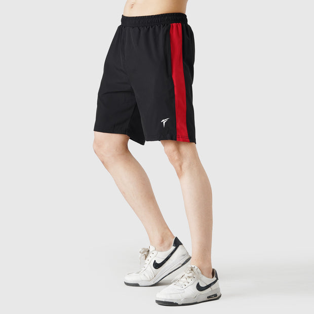 Tf-Black Basic Micro Premium Shorts With Red Panel
