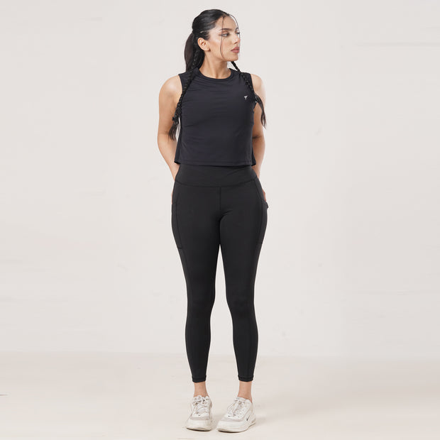 Tf-Ultra Premium Black Women Sleeveless Top