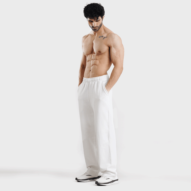 Tf-White Heavy GSM Terry Flow Bottoms