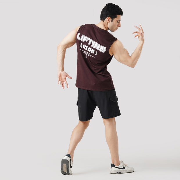 Tf-Dark Brown Lifting Club Sleeveless Top