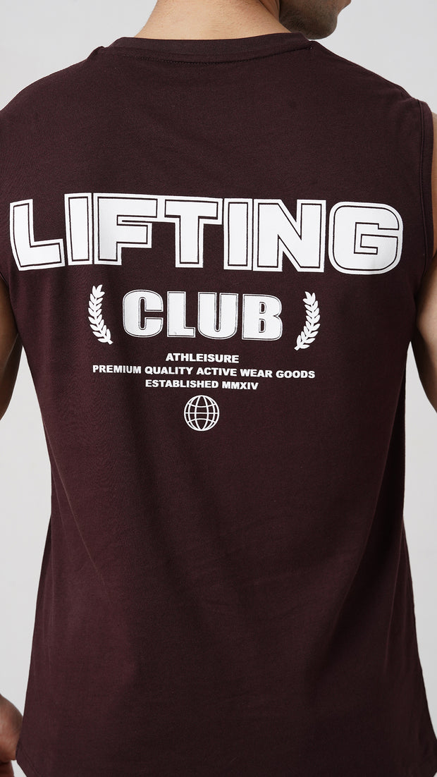 Tf-Dark Brown Lifting Club Sleeveless Top
