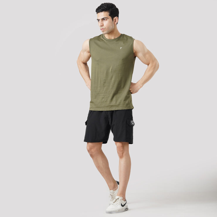Tf-Olive Green Lifting Club Sleeveless Top