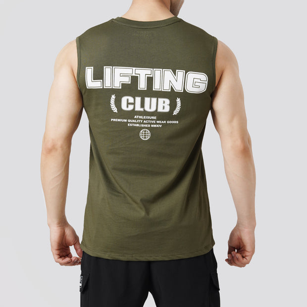 Tf-Olive Green Lifting Club Sleeveless Top