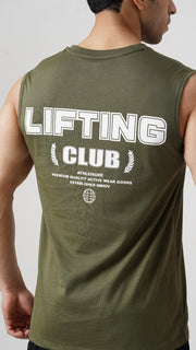 Tf-Olive Green Lifting Club Sleeveless Top