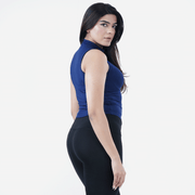 Tf-Sleeveless Ultra Premium Navy Compression Zipper Top