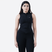 Tf-Sleeveless Ultra Premium Black Compression Zipper Top