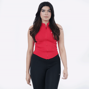 Tf-Sleeveless Ultra Premium Red Compression Zipper Top