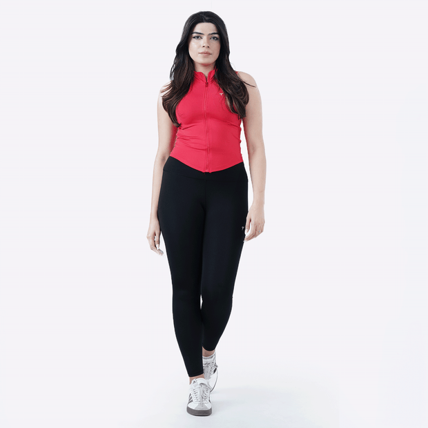 Tf-Sleeveless Ultra Premium Red Compression Zipper Top