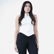 Tf-Sleeveless Ultra Premium White Compression Zipper Top