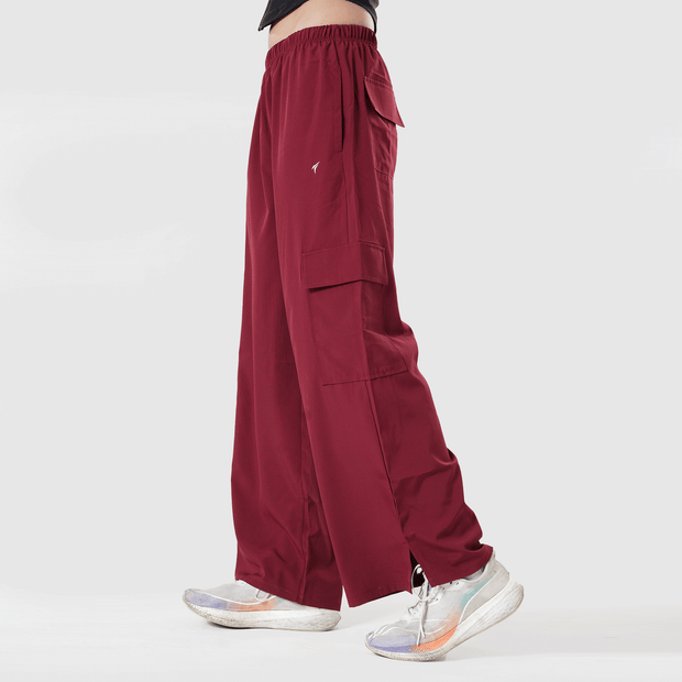 Tf-Premium Maroon Wide Leg Cargo Women Bottoms