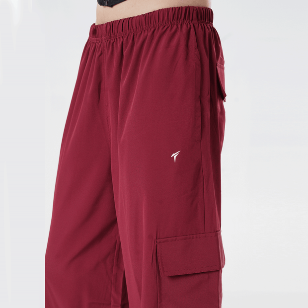 Tf-Premium Maroon Wide Leg Cargo Women Bottoms