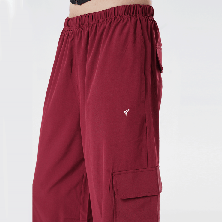 Tf-Premium Maroon Wide Leg Cargo Women Bottoms