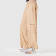 Tf-Premium Beige Wide Leg Cargo Women Bottoms
