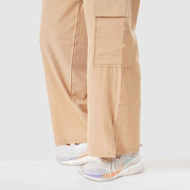 Tf-Premium Beige Wide Leg Cargo Women Bottoms