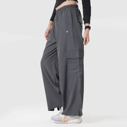 Tf-Premium Grey Wide Leg Cargo Women Bottoms